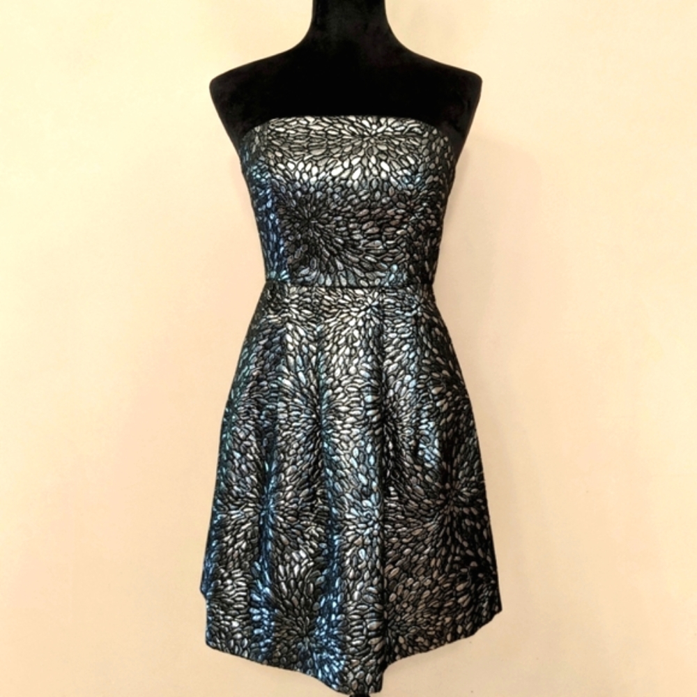 Blanco Strapless Dress Women's Size Small or Size 2 Silver and Black Party Dress